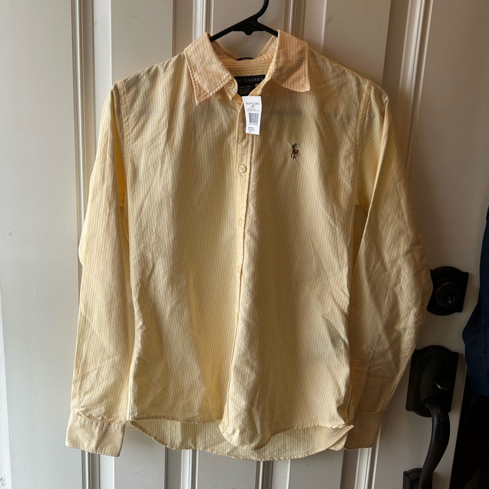 Ralph Lauren butter yellow button down shirt size 4 NWT